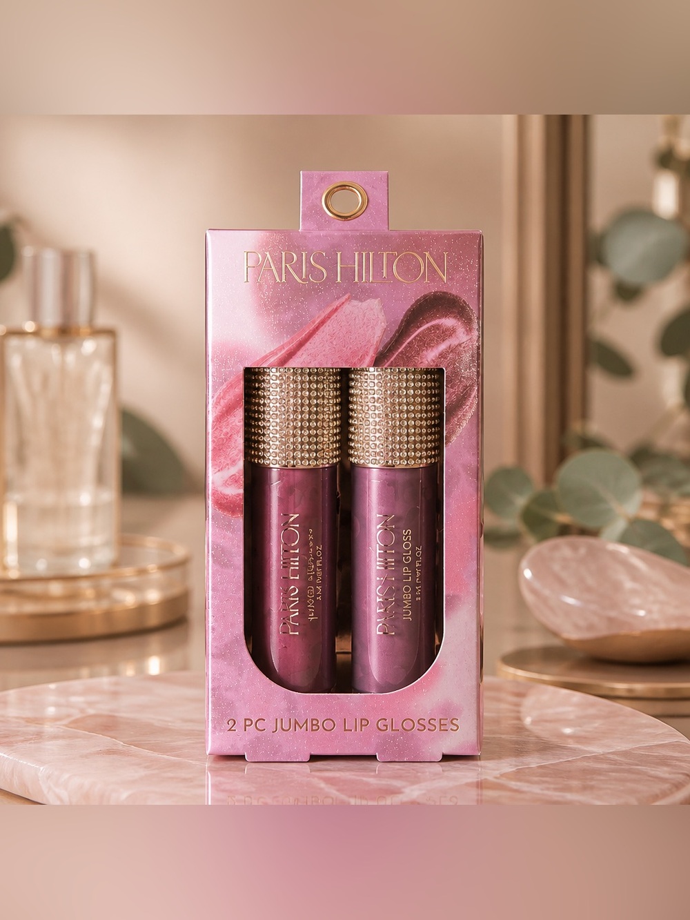 Paris Hilton 2 PC Jumbo Lip Gloss Duo – Deep Plum & Mauve Pink